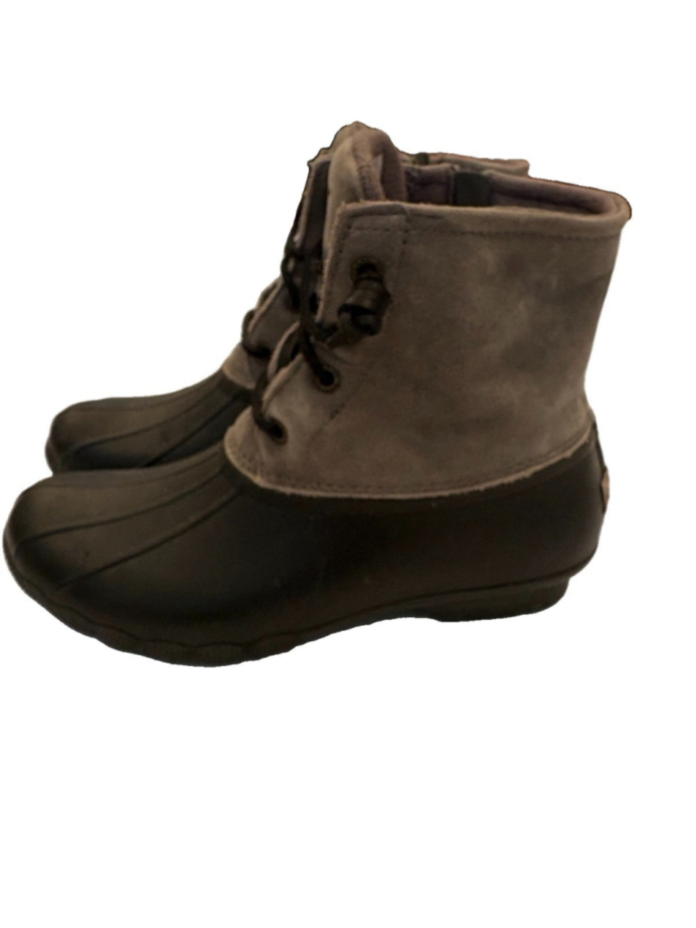 Sperry Woman’s Gray 2 Tone Duck Boots -size 8m-leather Uppers-hiking-winter-fish